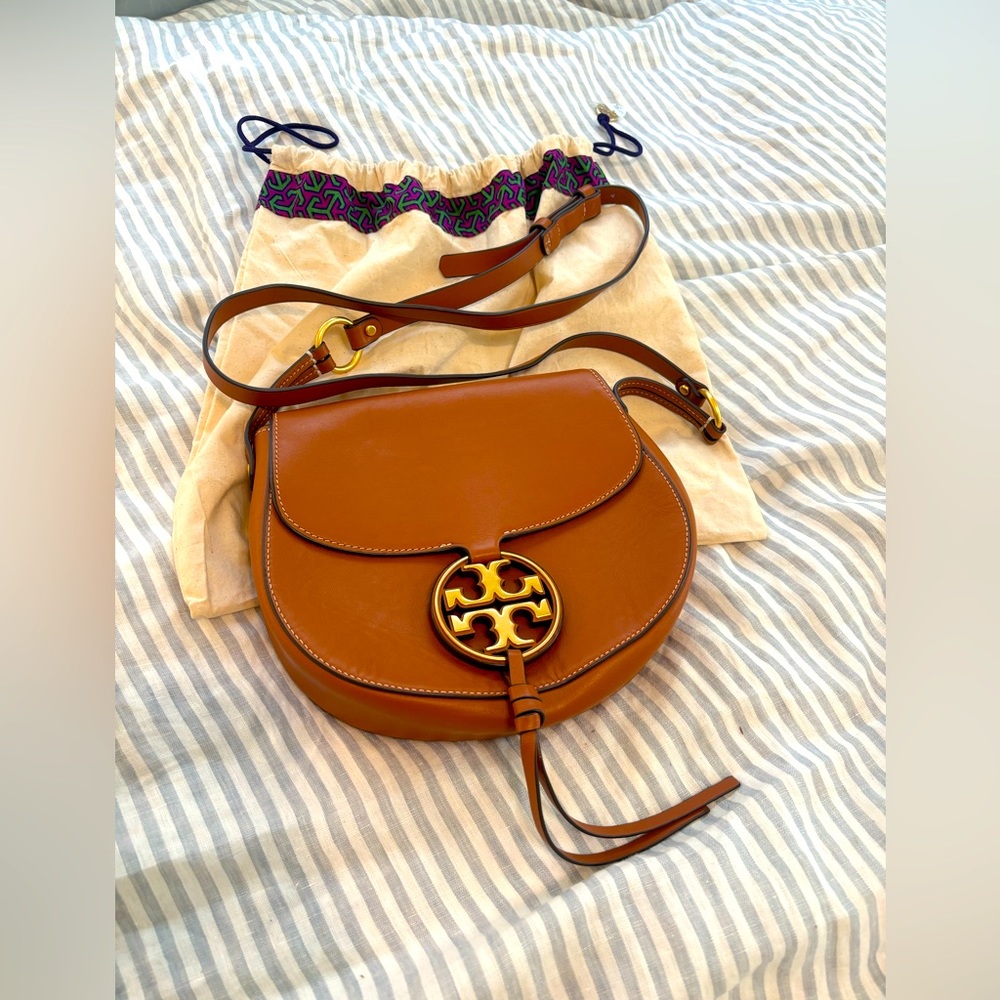 Tory Burch Brown Miller Crossbody Saddlebag - Like New Condition